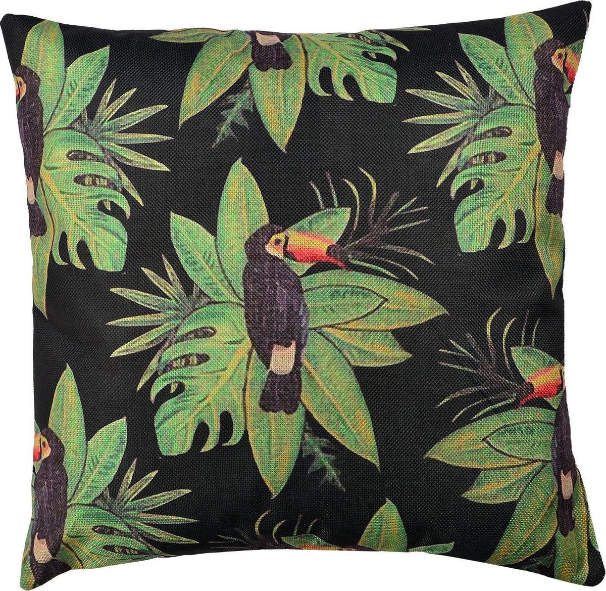 Clayre & Eef Kussenhoes 43*43 cm Zwart, Groen Polyester Vierkant Sierkussenhoes Kussen hoes