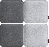 4 vilten zitkussen vierkant - 35x35x3cm stoelkussen stoelpad zacht 2-kleurig grijs