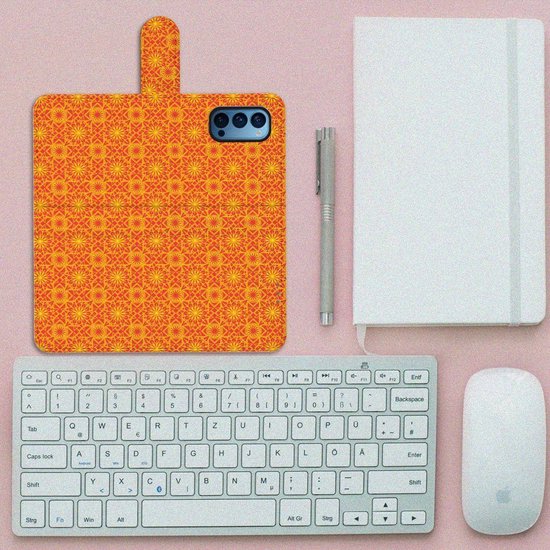 PU Premium Housse pour OPPO Reno 4 Pro 5G Portefeuille Batik Orange