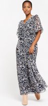 LOLALIZA Maxi jurk met bloemenprint - Marine Blauw - Maat 40