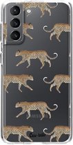 Casetastic Samsung Galaxy S21 4G/5G Hoesje - Softcover Hoesje met Design - Hunting Leopard Print