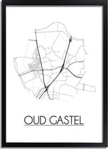 Oud-Gastel Plattegrond poster A4 + fotolijst zwart (21x29,7cm) DesignClaud