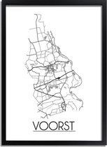 Voorst Plattegrond poster A2 + fotolijst zwart (42x59,4cm) DesignClaud