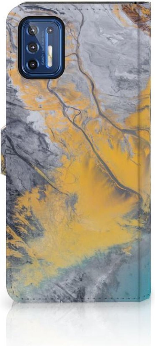 Motorola Moto G9 Plus Bookcase Marble Blue Gold