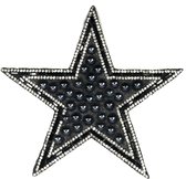 Grote Zwarte Strass Ster Strijk Patch 14,5 x 14,5 cm
