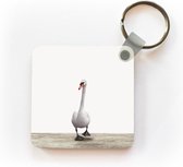 Porte-clés Animalprintshop - Porte-clés chambre d'enfant imprimé animal cygne en plastique - Porte-clés carré avec photo