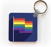 Sleutelhanger - Uitdeelcadeautjes - Een illustratie van een vlag in de kleuren van de regenboog - Plastic