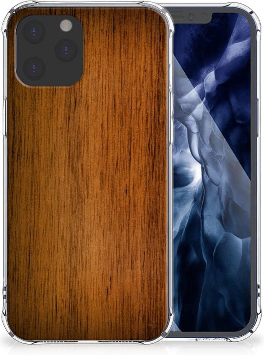 Back Cover voor iPhone 12 Pro Max Stevig Telefoonhoesje Donker Hout
