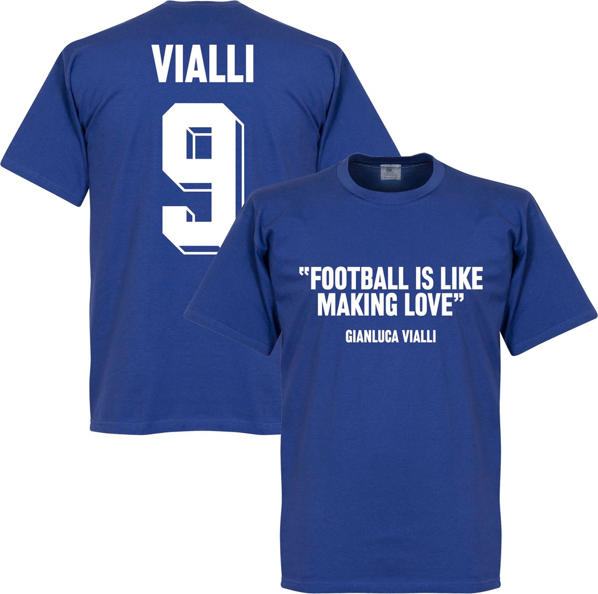 Vialli 9 'Football Is Like Making Love' T-shirt - Blauw - L