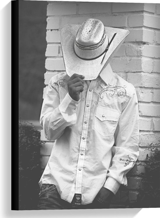 Toile - Homme au chapeau (noir/blanc) - 40x60cm Photo sur Toile Peinture  (Décoration... | bol.com