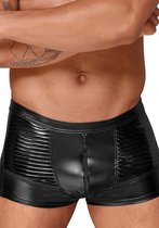 Wetlook shorts with PVC pleats - Black - Maat S - Lingerie For Him - black - Discreet verpakt en bezorgd