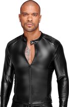 Wetlook jacket with PVC pleats - Black - Maat XL - Lingerie For Him - black - Discreet verpakt en bezorgd