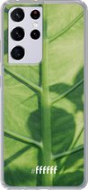 6F hoesje - geschikt voor Samsung Galaxy S21 Ultra -  Transparant TPU Case - Leaves Macro #ffffff