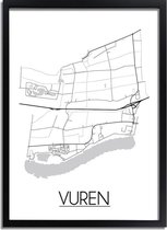 Vuren Plattegrond poster A4 + fotolijst zwart (21x29,7cm) - DesignClaud