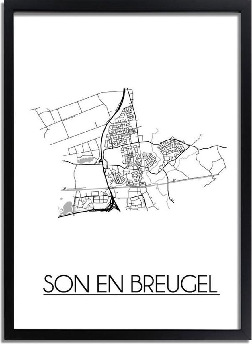 Son en Breugel Plattegrond poster A4 + fotolijst zwart - DesignClaud | bol.com