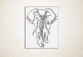 Wanddecoratie - Wandpaneel - olifant - S - 56x45cm - Wit - muurdecoratie - Line Art