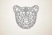 Line Art - Cheetah - XS - 25x27cm - EssenhoutWit - geometrische wanddecoratie