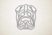 Line Art - Hond - Shar Pei - M - 72x60cm - EssenhoutWit - geometrische wanddecoratie