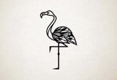 Line Art - Flamingo 1 - M - 90x56cm - Zwart - geometrische wanddecoratie