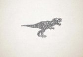 Line Art - Dinosaurus T-Rex - XS - 14x30cm - Wit - geometrische wanddecoratie