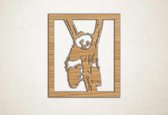 Wanddecoratie - Panda in boom - wandpaneel - S - 52x45cm - Eiken - muurdecoratie - Line Art