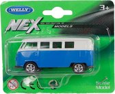 Welly Schaalmodel Volkswagen T1 6,5 Cm Alu 1:60 Blauw/wit