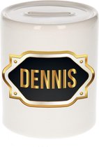 Dennis naam cadeau spaarpot met gouden embleem - kado verjaardag/ vaderdag/ pensioen/ geslaagd/ bedankt