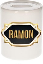 Ramon naam cadeau spaarpot met gouden embleem - kado verjaardag/ vaderdag/ pensioen/ geslaagd/ bedankt