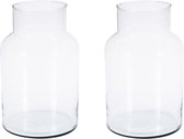 2x Glazen vaas/vazen 5 liter van 14 x 26 cm - Bloemenvazen - Glazen vazen voor bloemen en boeketten