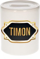 Timon naam cadeau spaarpot met gouden embleem - kado verjaardag/ vaderdag/ pensioen/ geslaagd/ bedankt