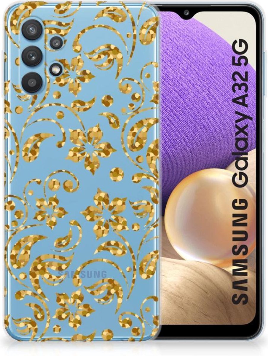 TPU Hoesje voor Samsung Galaxy A32 5G TPU Case Gouden Bloemen