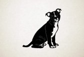 Wanddecoratie - Hond - Engelse Stafford 7 - M - 62x60cm - Zwart - muurdecoratie - Line Art