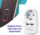 Dubbele Power USB Lader met Stopcontact