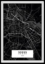 Je eigen gepersonaliseerde City Map Dark (stadsposter) A2
