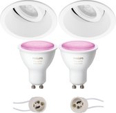 Pragmi Zano Pro - Inbouw Rond - Mat Wit - Kantelbaar - Ø93mm - Philips Hue - LED Spot Set GU10 - White and Color Ambiance - Bluetooth - BSE