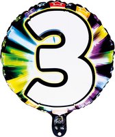 Boland - Illooms LED-folieballon '3' 3 - Multi - LED Ballon