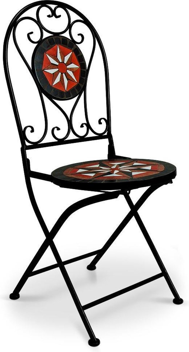 Deuba 2x Opklapbare mozaïekestoelen Pamplona met metalen frame