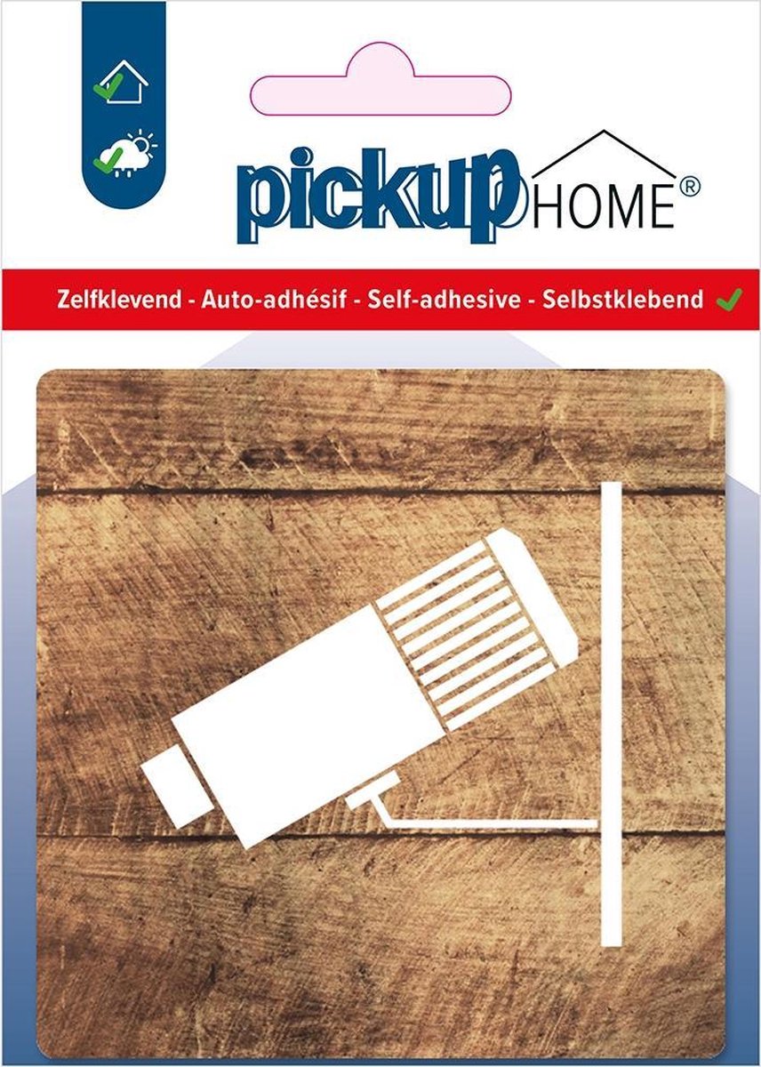 Pickup Camerabewaking hout - 90x90 mm Pictogram Route Acryl