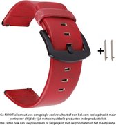 Rood 22mm kunstlederen bandje voor bepaalde 22mm smartwatches van verschillende bekende merken (zie lijst met compatibele modellen in producttekst) - Maat: zie foto- gespsluiting – Red leather smartwatch strap - Leer - PU Leder - Leren Horlogebandje