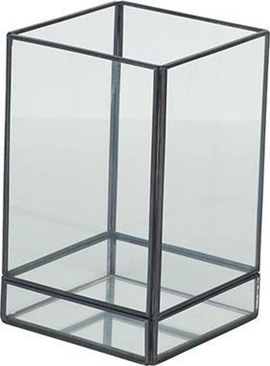 Miroir Lanterne Grijs 10x10xh16cm Métal-verre