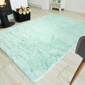 Tapiso Silk Vloerkleed Mint Blauw Hoogpolig Woonkamer Tapijt Maat- 120x170