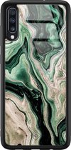 Samsung A50 hoesje glass - Groen marmer / Marble | Samsung Galaxy A50 case | Hardcase backcover zwart
