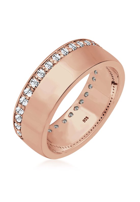 Elli Dames Ring 925 zilver Bandring steentje