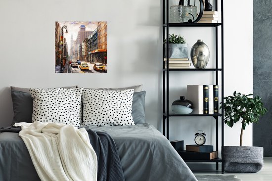 Poster Peinture - Ville - Voiture - Huile - 50x50 cm