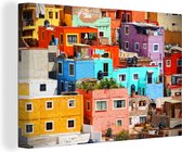 Canvas schilderij 180x120 cm - Wanddecoratie Kleurrijke steden van Mexico - Muurdecoratie woonkamer - Slaapkamer decoratie - Kamer accessoires - Schilderijen