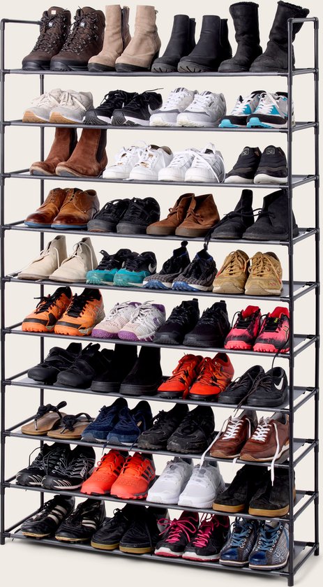 Shoefresh à chaussures XL - Pour 40 paires - 10 étages - Zwart - Métal et plastique