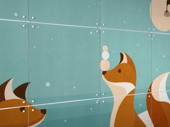 IXXI Vosjes, Elke Uijtewaal - 100 x 80 cm - Outil d'accrochage gratuit - Grande décoration murale et affiches - Illustrations, Digital Art, Ludique, Coloré