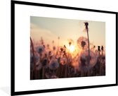 Fotolijst incl. Poster - Paardenbloem - Zonsondergang - Lente - 90x60 cm - Posterlijst