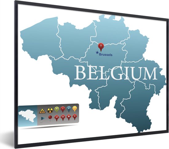 Image encadrée - Une illustration de la Belgique dans un cadre photo  couleur bleu... | bol.