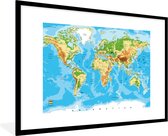 Fotolijst incl. Poster - Wereldkaart - Atlas - Kleuren - Kids - Jongens - Meisjes - 120x80 cm - Posterlijst